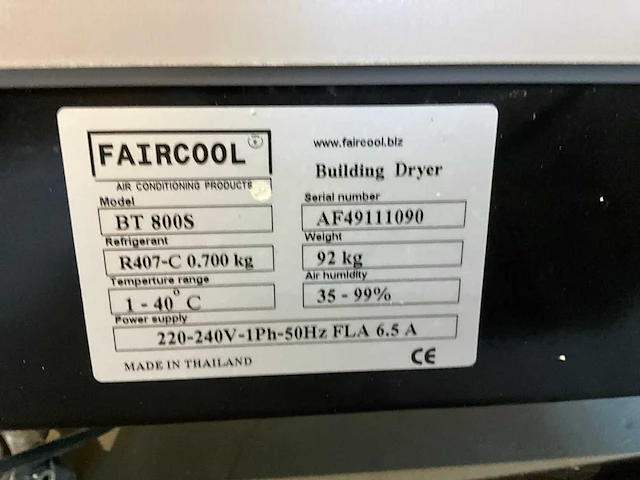 Faircool - bt800s - bouwdroger - afbeelding 6 van  6