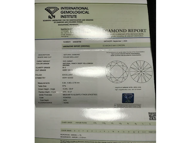 Fancy diamant - 0.81 carat ( igi gecertificeerd ) - afbeelding 4 van  4