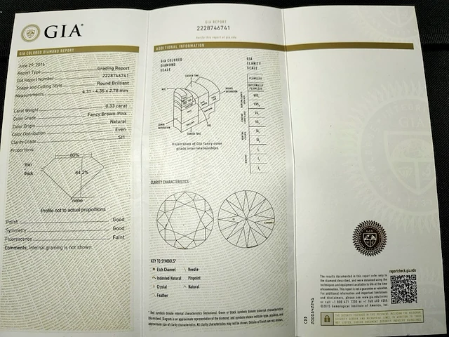 Fancy diamant 0.33ct ( gia gecertifcieerd ) - afbeelding 4 van  5