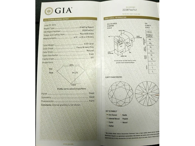 Fancy diamant 0.33ct ( gia gecertifcieerd ) - afbeelding 5 van  5