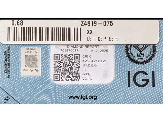 Fancy diamant brownish - 0.68ct (igi gecertificeerd) - afbeelding 3 van  6