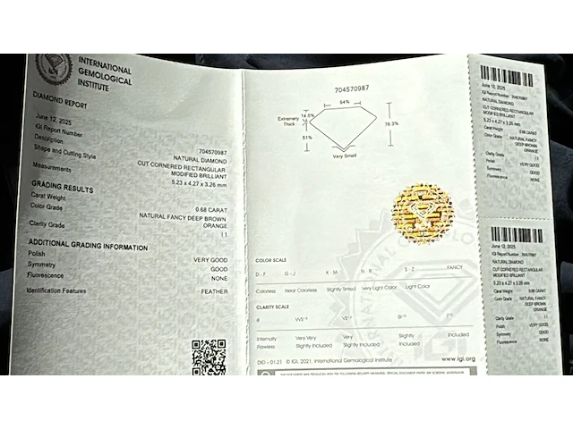 Fancy diamant brownish - 0.68ct (igi gecertificeerd) - afbeelding 6 van  6
