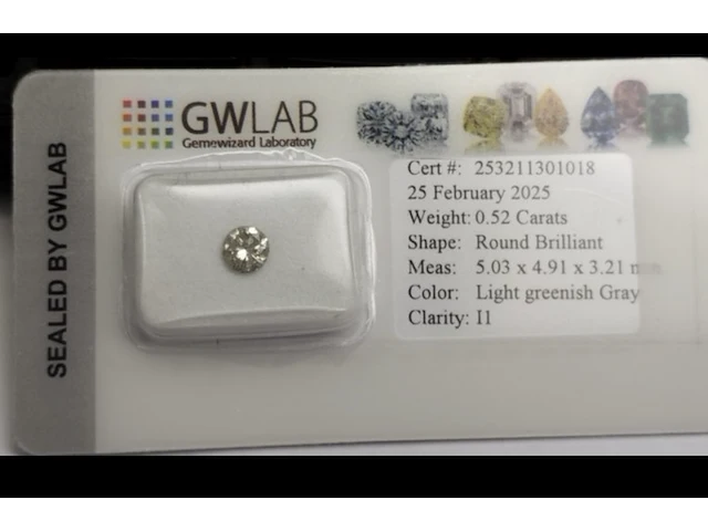 Fancy diamant – natuurlijk - rond briljant - 0.52ct - afbeelding 1 van  1