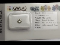 Fancy diamant – natuurlijk - rond briljant - 0.52ct - afbeelding 1 van  1