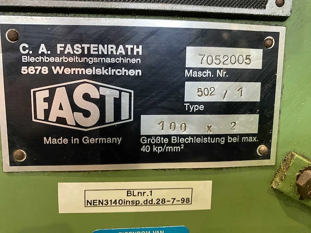 Fasti 502/1, 1000x2mm guillotine shears - afbeelding 3 van  11