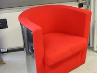 Fauteuil - rood gestoffeerd - afbeelding 1 van  4