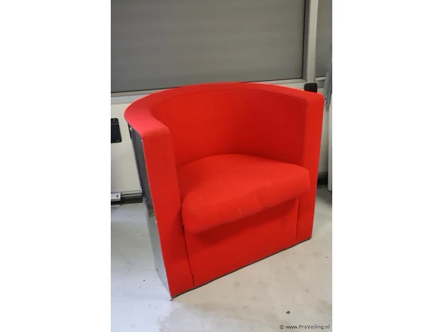 Fauteuil - rood gestoffeerd - afbeelding 3 van  4