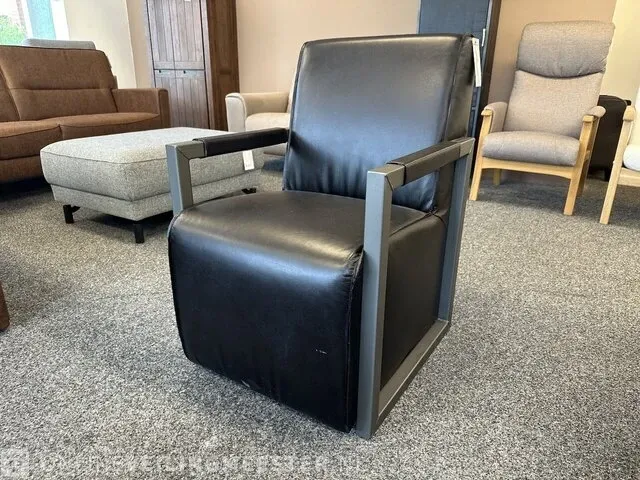 Fauteuil antraciet metalen onderstel zwart - afbeelding 1 van  5