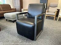 Fauteuil antraciet metalen onderstel zwart