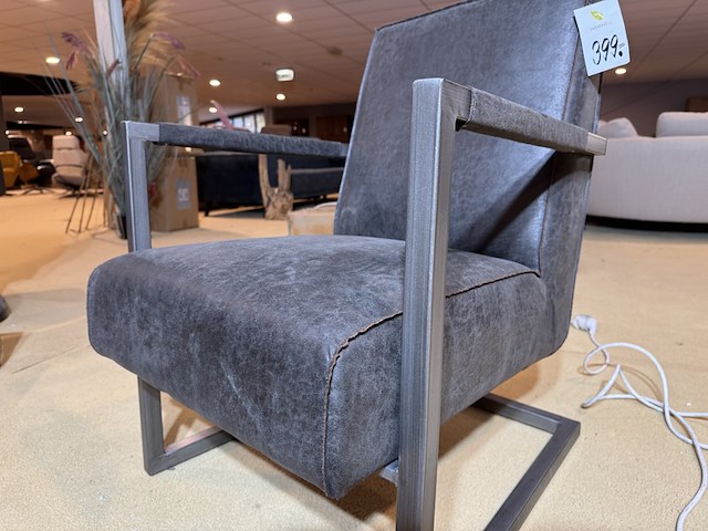 Fauteuil, antraciet microvezelstof, rvs onderstel - afbeelding 2 van  5