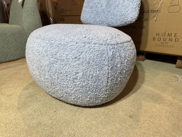 Fauteuil, blauw plush stof - afbeelding 3 van  5