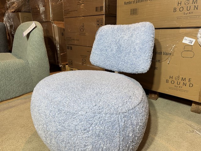 Fauteuil, blauw plush stof - afbeelding 2 van  5