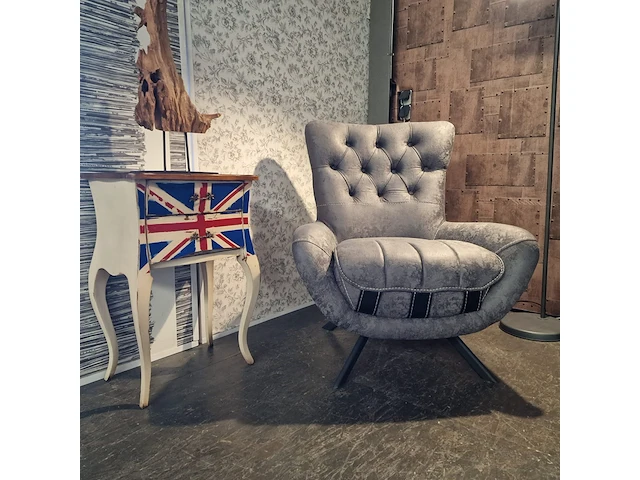 Fauteuil chesterfield, aldinga, grijs - afbeelding 1 van  3