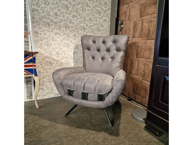 Fauteuil chesterfield, aldinga, grijs - afbeelding 2 van  3