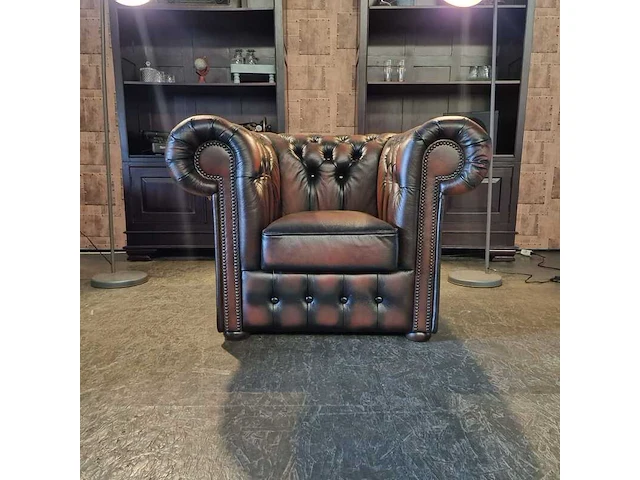 Fauteuil chesterfield, basic, bruin - afbeelding 1 van  3