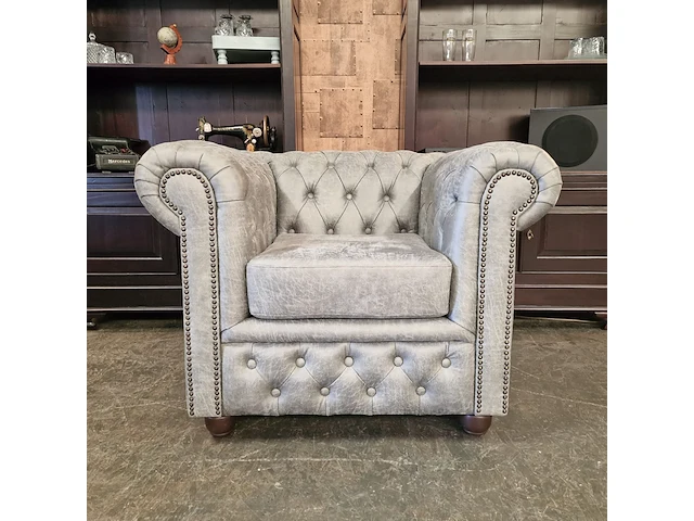 Fauteuil chesterfield, brighton, grijs - afbeelding 1 van  7