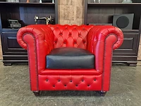 Fauteuil chesterfield, brighton, rood/zwart - afbeelding 1 van  8