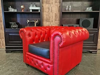 Fauteuil chesterfield, brighton, rood/zwart - afbeelding 2 van  8