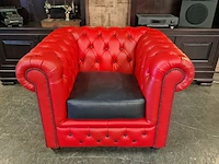 Fauteuil chesterfield, brighton, rood/zwart - afbeelding 3 van  8