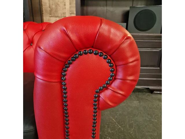 Fauteuil chesterfield, brighton, rood/zwart - afbeelding 4 van  8