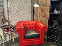 Fauteuil chesterfield, brighton, rood/zwart - afbeelding 8 van  8
