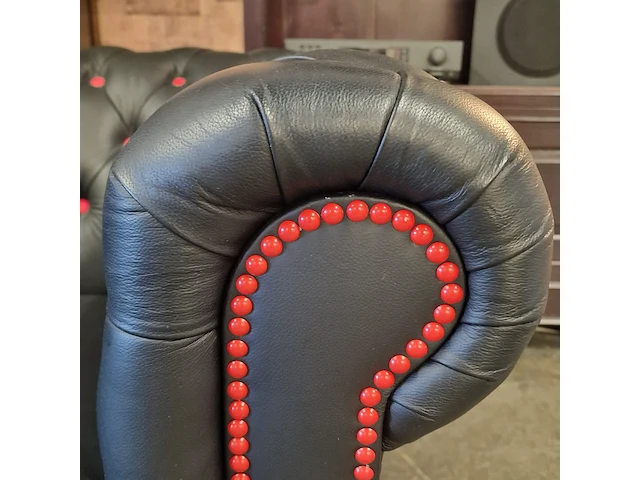 Fauteuil chesterfield, brighton, zwart/rood - afbeelding 3 van  5