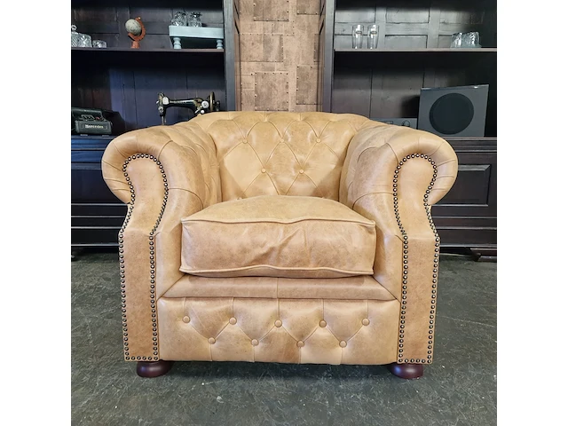 Fauteuil chesterfield, charlston, bruin - afbeelding 1 van  9