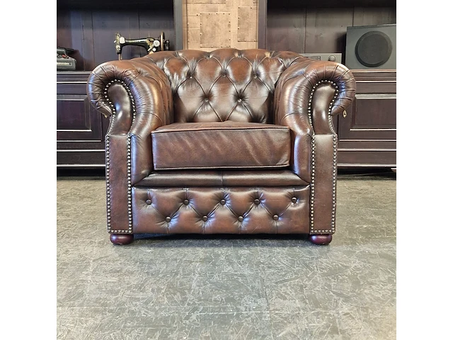 Fauteuil chesterfield, charlston, bruin - afbeelding 1 van  4