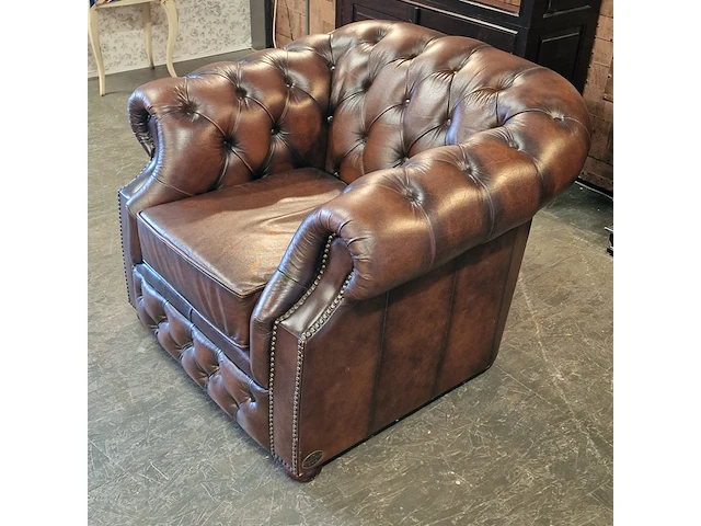 Fauteuil chesterfield, charlston, bruin - afbeelding 2 van  4