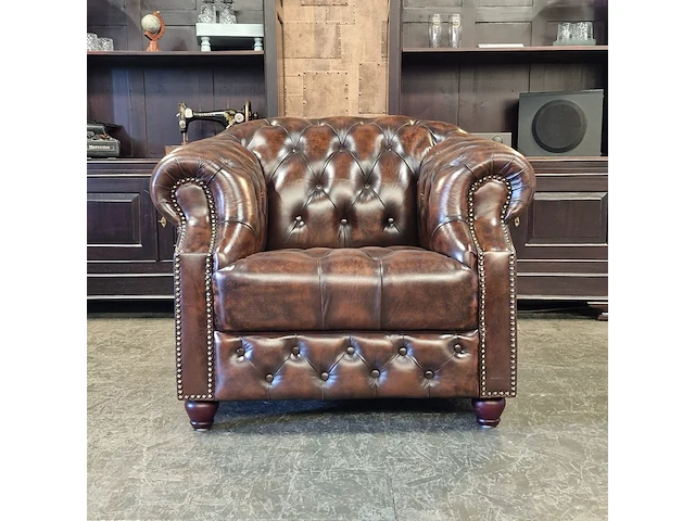 Fauteuil chesterfield, charlston , bruin - afbeelding 1 van  3