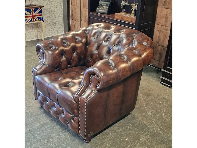 Fauteuil chesterfield, charlston , bruin - afbeelding 2 van  3