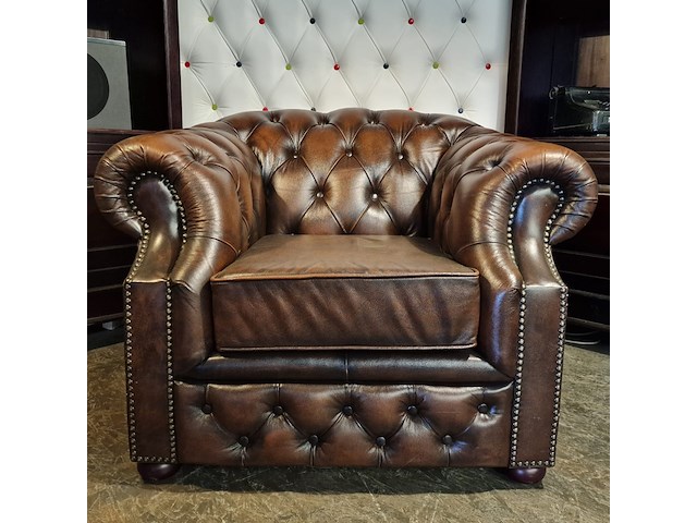 Fauteuil chesterfield, charlston, bruin - afbeelding 1 van  7