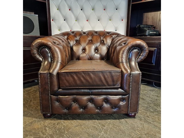 Fauteuil chesterfield, charlston, bruin - afbeelding 3 van  7