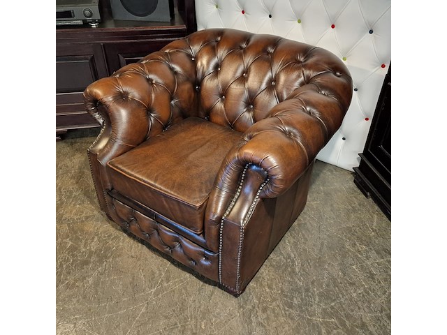 Fauteuil chesterfield, charlston, bruin - afbeelding 4 van  7