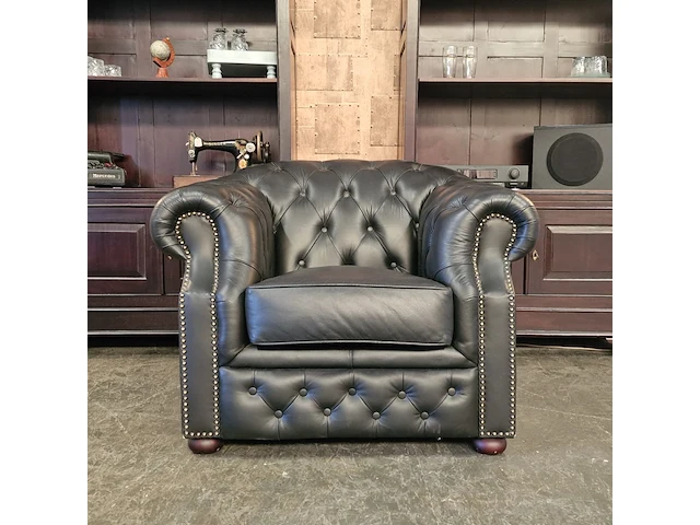 Fauteuil chesterfield, charlston, zwart - afbeelding 1 van  6