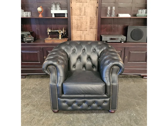 Fauteuil chesterfield, charlston, zwart - afbeelding 2 van  6