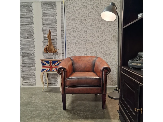 Fauteuil chesterfield, club chair, bruin - afbeelding 1 van  6