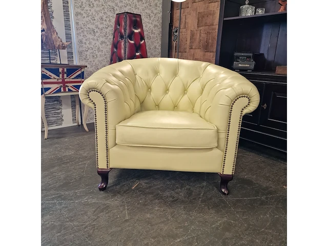 Fauteuil chesterfield, club chair, creme - afbeelding 2 van  5