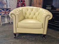 Fauteuil chesterfield, club chair, creme - afbeelding 2 van  5