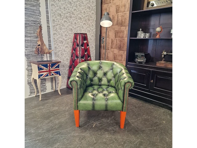 Fauteuil chesterfield, club chair, groen - afbeelding 2 van  6