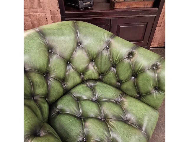 Fauteuil chesterfield, club chair, groen - afbeelding 3 van  6