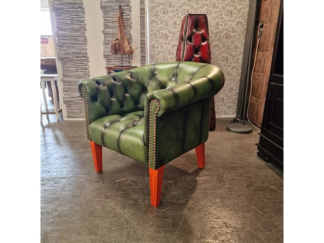Fauteuil chesterfield, club chair, groen - afbeelding 4 van  6