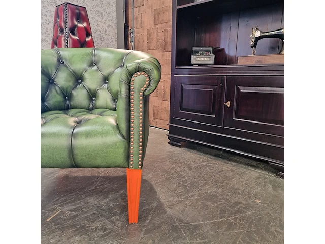 Fauteuil chesterfield, club chair, groen - afbeelding 5 van  6