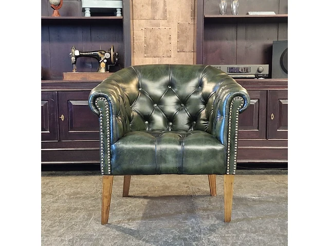 Fauteuil chesterfield, club chair , groen - afbeelding 1 van  7