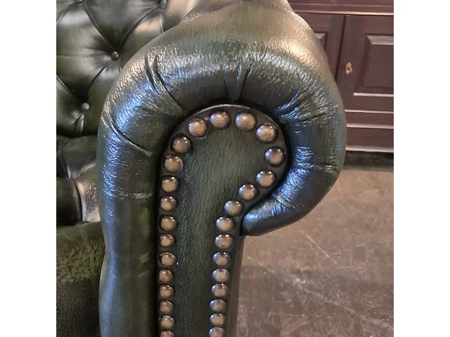 Fauteuil chesterfield, club chair , groen - afbeelding 6 van  7