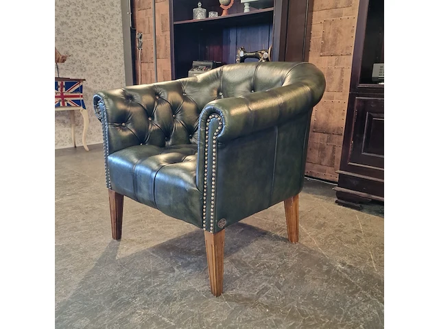 Fauteuil chesterfield, club chair , groen - afbeelding 7 van  7