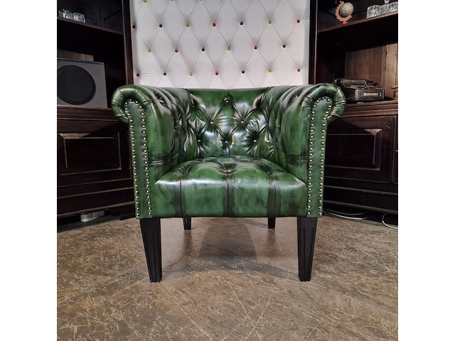 Fauteuil chesterfield , club chair, groen - afbeelding 1 van  5