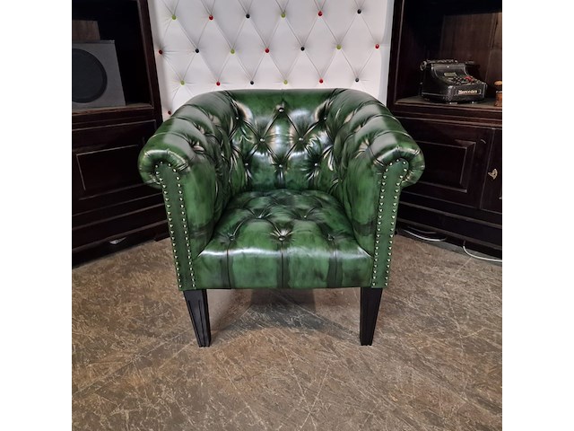 Fauteuil chesterfield , club chair, groen - afbeelding 2 van  5