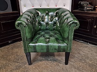 Fauteuil chesterfield , club chair, groen - afbeelding 2 van  5