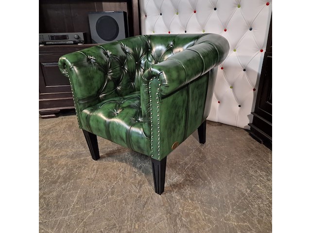Fauteuil chesterfield , club chair, groen - afbeelding 3 van  5